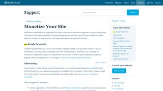 
                            11. Monetize Your Site — Support — WordPress.com