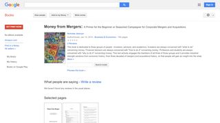 
                            10. Money from Mergers: A Primer for the Beginner or Seasoned Campaigner ...