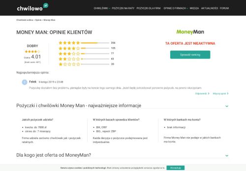 
                            9. Money Man - opinie o pierwszej pożyczce chwilówce | chwilowo.pl