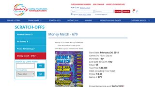 
                            6. Money Match - 679 | KY Lottery