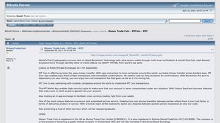 
                            3. Money Trade Coin - MTCoin - MTC - Bitcointalk