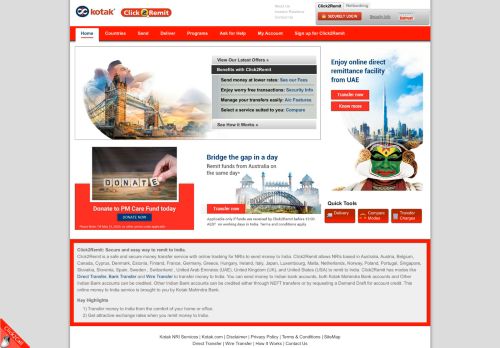 
                            7. Money Transfer Across the World to India by Click2Remit