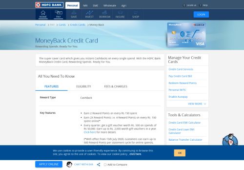
                            1. MoneyBack Credit Card - Enjoy CashBack with HDFC Bank