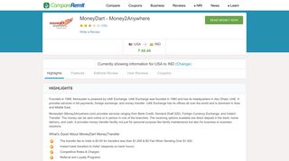 
                            6. MoneyDart Money Transfer Service - Money2Anywhere - CompareRemit
