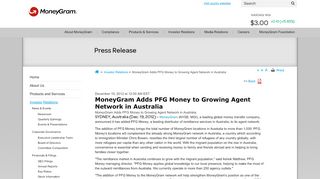 
                            12. MoneyGram Adds PFG Money to Growing Agent Network in ...