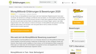 
                            7. ᐅ MoneyMillionär Erfahrungen aus 2 Bewertungen » 4.2/5 im Test