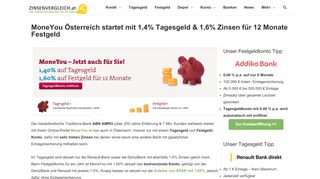 
                            5. MoneYou Österreich startet mit 1,4% Tagesgeld & 1,6% Zinsen für 12 ...