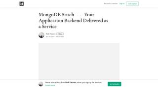 
                            11. MongoDB Stitch — Your Application Backend Delivered as a Service