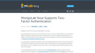 
                            2. MongoLab Now Supports Two-Factor Authentication - mLab