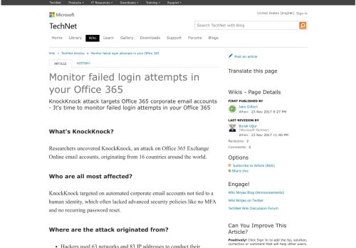 
                            2. Monitor failed login attempts in your Office 365 - TechNet Articles ...