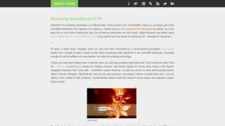 
                            12. Monitoring ActiveMQ via HTTP « Jakub Korab