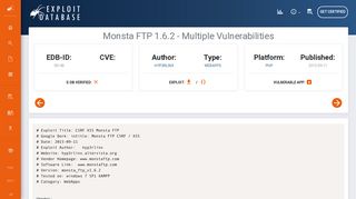 
                            12. Monsta FTP 1.6.2 - Multiple Vulnerabilities - Exploit Database