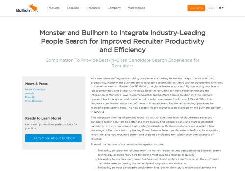 
                            7. Monster and Bullhorn Integrate Candidate Search