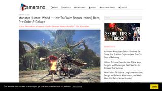 
                            11. Monster Hunter: World - How To Claim Bonus Items | Beta, Pre-Order ...