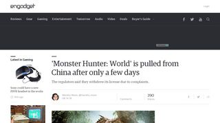 
                            8. 'Monster Hunter: World' is pulled from China after only a few days