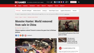 
                            12. Monster Hunter: World removed from sale in China | PC Gamer