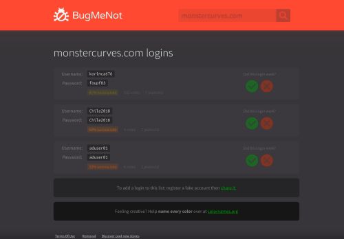 
                            3. monstercurves.com logins - BugMeNot