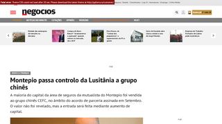 
                            5. Montepio passa controlo da Lusitânia a grupo chinês - Banca ...