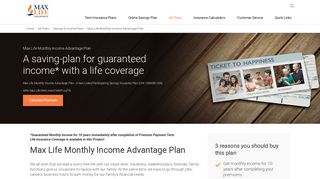 
                            8. Monthly Income Advantage Plans & Schemes - Max Life