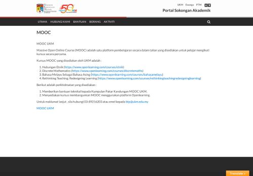 
                            4. MOOC – Portal Sokongan Akademik - UKM
