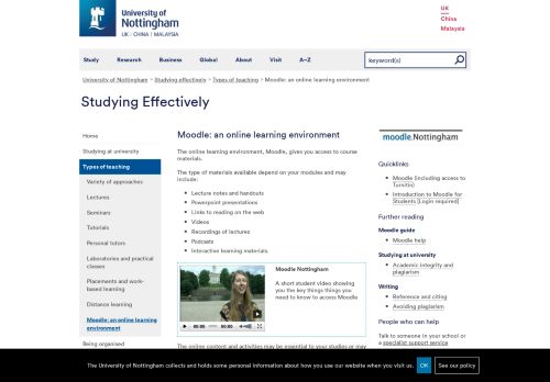 
                            4. Moodle: an online learning environment - University of Nottingham