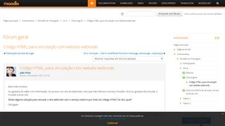 
                            9. Moodle em Português: Código HTML, para vinculação com website webnode.