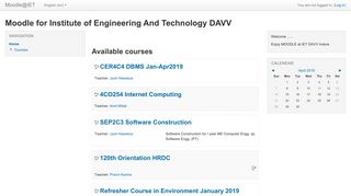 
                            1. Moodle for Institute of Engineering And Technology DAVV - IET-DAVV