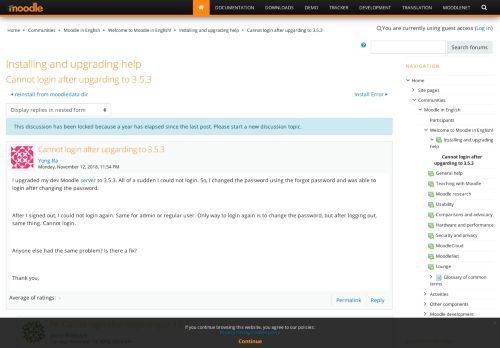 Moodle in English: Cannot login after upgarding to 3.5.3 - Moodle.org