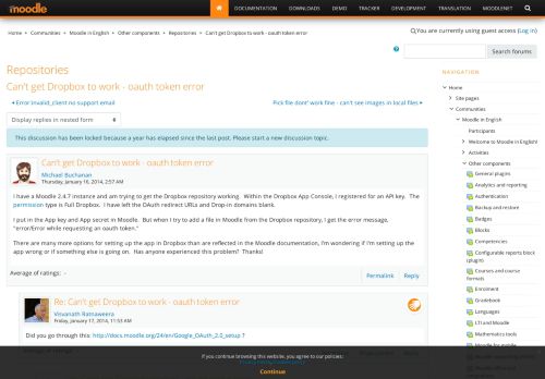 
                            7. Moodle in English: Can't get Dropbox to work - oauth token error ...