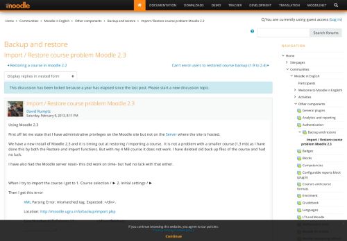 
                            7. Moodle in English: Import / Restore course problem Moodle 2.3 ...