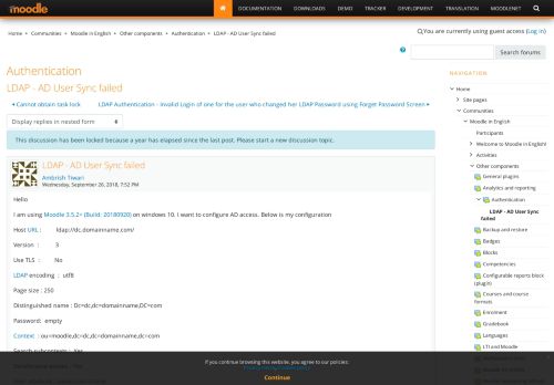 
                            6. Moodle in English: LDAP - AD User Sync failed - Moodle.org
