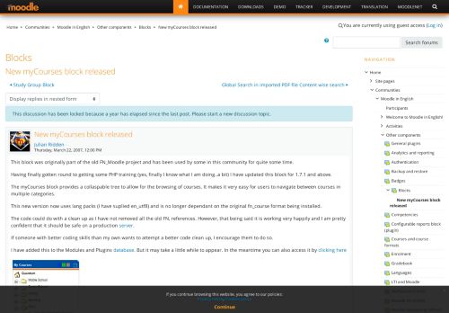 
                            13. Moodle in English: New myCourses block released - Moodle.org