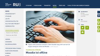 
                            5. Moodle ist offline - Newsportal - Ruhr-Universität Bochum - RUB News
