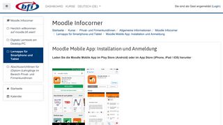 
                            6. Moodle Mobile App: Installation und Anmeldung - Moodle BFI Wien