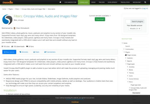 
                            9. Moodle plugins directory: Cincopa Video, Audio and Images Filter