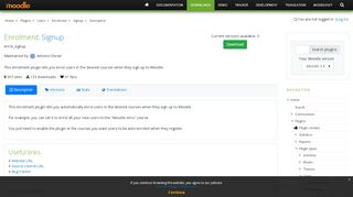 
                            7. Moodle plugins directory: Signup - Moodle.org