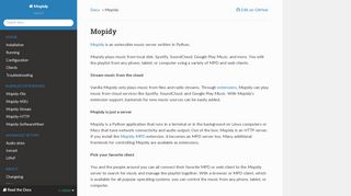 
                            4. Mopidy — Mopidy 2.2.2-6-g531c090 documentation