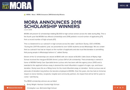 
                            13. MORA Announces 2018 Scholarship Winners