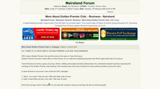 
                            8. More About Golden Premier Club. - Business - Nigeria - Nairaland Forum