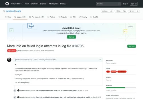 10. More info on failed login attempts in log file · Issue #10795 · owncloud ...