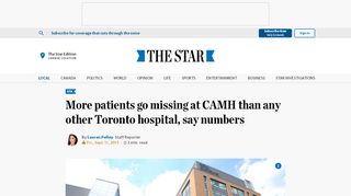 
                            7. More patients go missing at CAMH than any other Toronto hospital ...