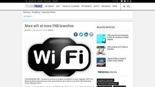 
                            9. More wifi at more FNB branches | IOL Personal Finance