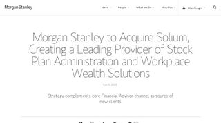 
                            13. Morgan Stanley to Acquire Solium, Creating a Leading Provider of ...