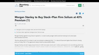 
                            7. Morgan Stanley to Purchase Solium Capital for About $900 Million