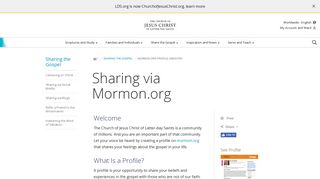 
                            6. Mormon.org Profile Creation - LDS.org