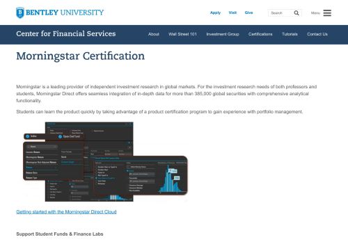 
                            11. Morningstar Certification | Bentley University