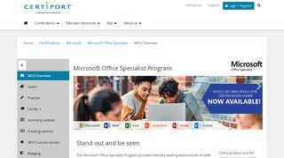 
                            4. MOS - Microsoft Office Specialist :: Certiport