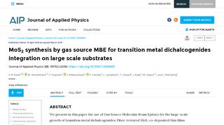 
                            6. MoS2 synthesis by gas source MBE for transition metal ...