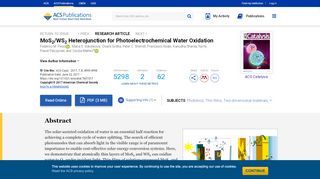 
                            11. MoS2/WS2 Heterojunction for Photoelectrochemical Water ...