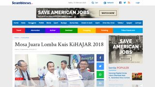 
                            8. Mosa Juara Lomba Kuis KiHAJAR 2018 - Serambi Indonesia